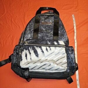 Justice Collection X Black & Silver Backpack Large Approx 17" E.U.C.